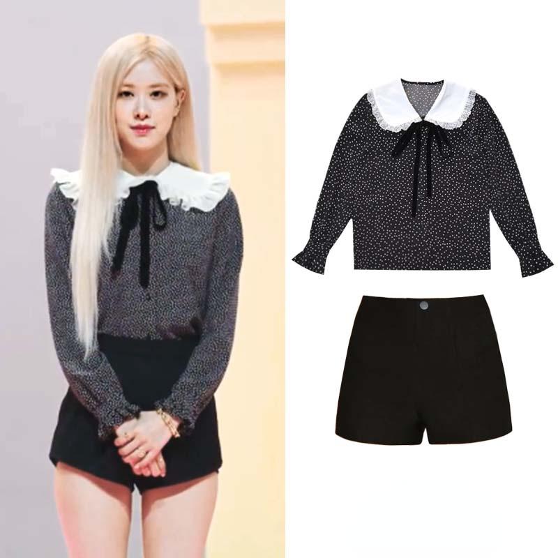 Women' Tracksuits Kpop Korea Celebrity ROSE Summer Bow-Knot Lace-Up Long Sleeve Shirt Blouses + Black Slim High Waist Shorts Women Two-Piec
Women' Tracksuits Kpop Korea Celebrity ROSE Summer Bow-Knot Lace-Up Long Sleeve Shirt Blouses + Black Slim High Waist Shorts Women Two-Piec