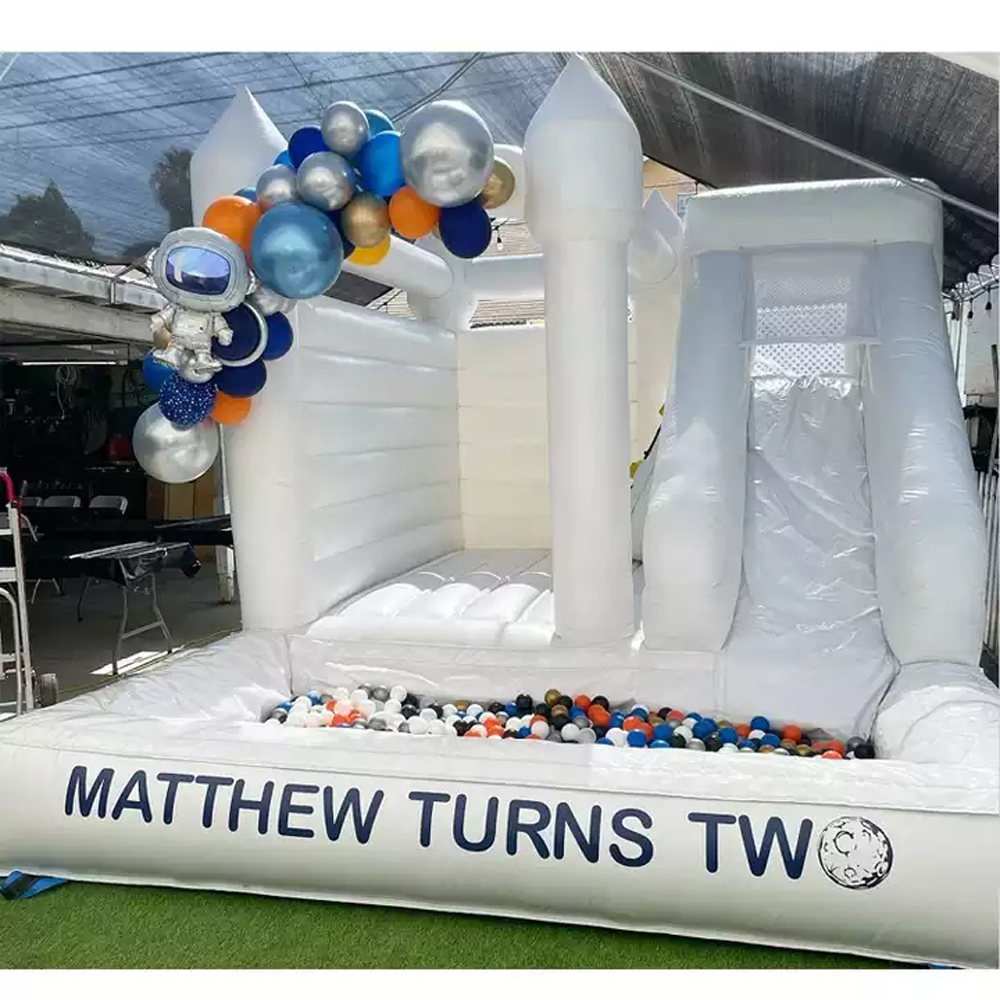 Commercial Wedding White Bounce House Inflatable Bouncer With Slide And Ball Pit Pool Bouncy Castle For Party
