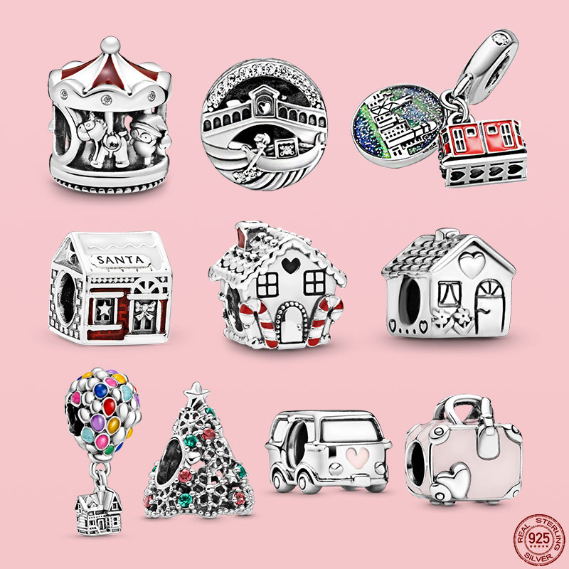 925 Silver Fit Pandora Charm 925 Bracelet Sparkling House Suitcase Car Home charms set Pendant DIY Fine Beads Jewelry 
925 Silver Fit Pandora Charm 925 Bracelet Sparkling House Suitcase Car Home charms set Pendant DIY Fine Beads Jewelry