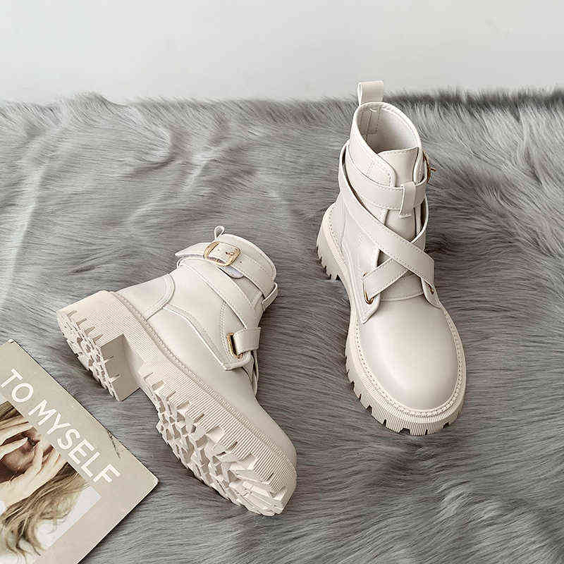 Fashion New Shoes Women Boots Autumn Winter All-match Comfort Boots Women High Quality Pu Leather Chunky Heels ShoesT220718