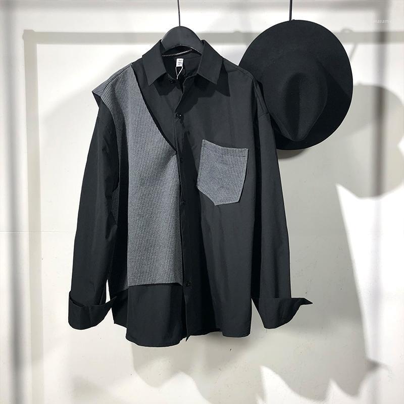 Men's Casual Shirts 2022 Original Stylish Male Dark Black Irregular Splicing Loose Long Sleeves Shirt Spring And Autumn Leisure Personality
Men's Casual Shirts 2022 Original Stylish Male Dark Black Irregular Splicing Loose Long Sleeves Shirt Spring And Autumn Leisure Personality
