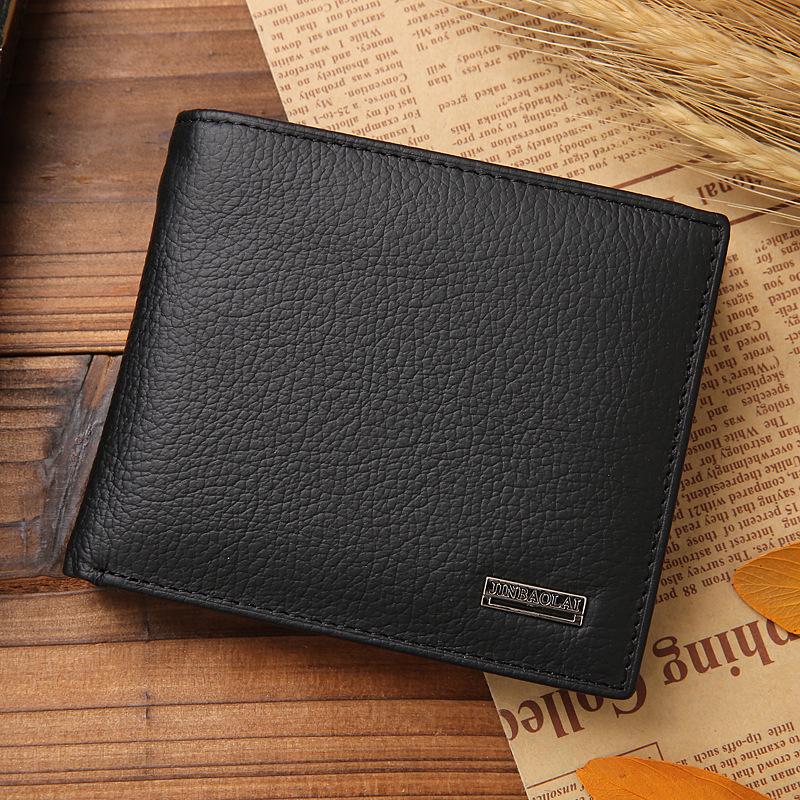 Wallets Men's Wallet 100% Genuine Leather Men Premium Product Real Cowhide For Man Short Black Walet Portefeuille HommeWallets