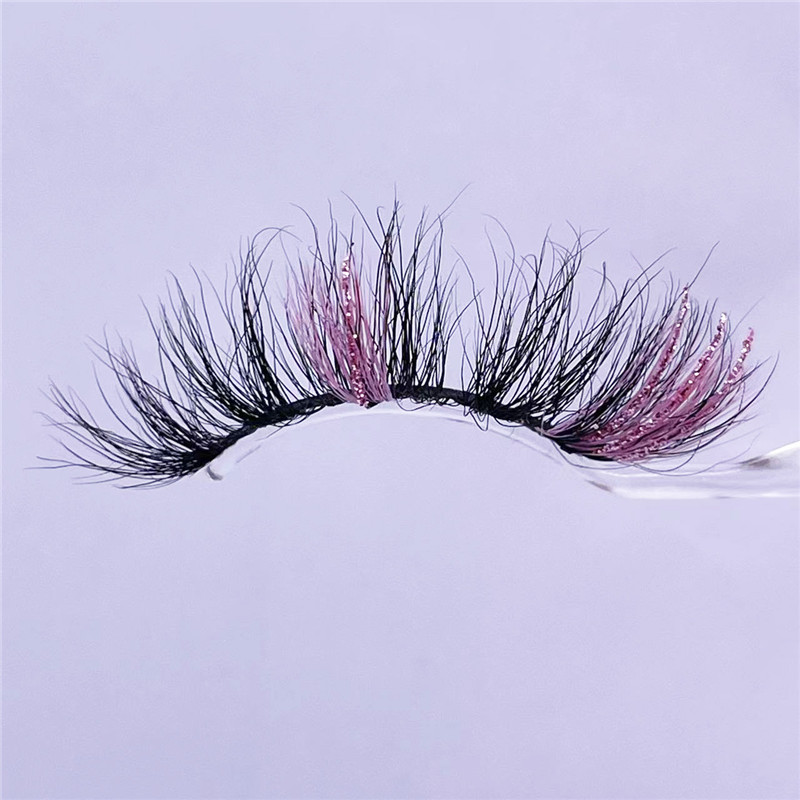 25mm Colored Lashes Wispy Fluffy Glitter 3D Mink Lash Thick Long False Eyelashes Color Eyelash Strip Multicolored for Cosplay Daily Makeup