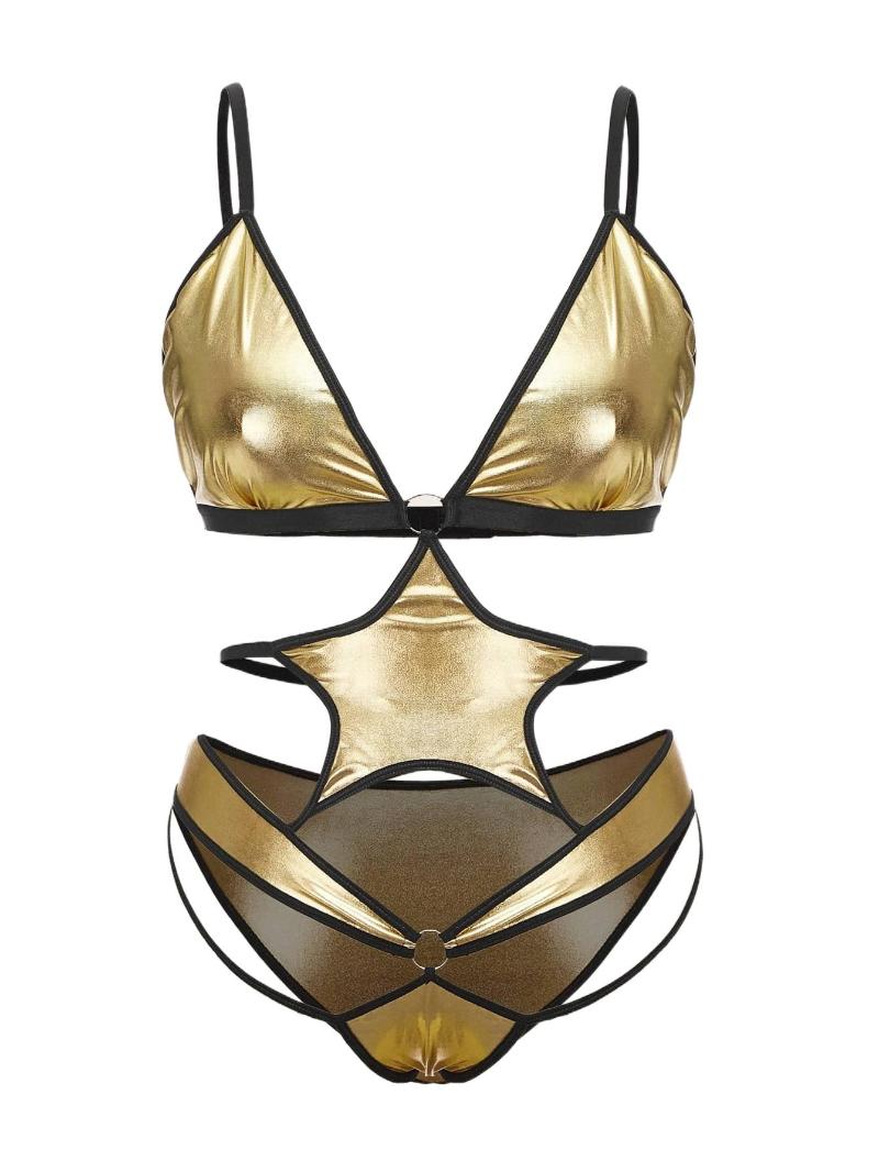 Women's Plus Size Underwear Metallic Contrast Binding Cut Out Teddy Bodysuit S6P7#Women's, Gold
Women's Plus Size Underwear Metallic Contrast Binding Cut Out Teddy Bodysuit S6P7#Women's, Gold