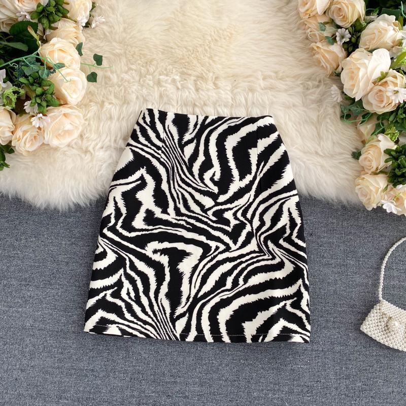 Korean Zebra Print Midi Skirt Women Autumn Female Aline high Waist Loose Skirts Vintage Mini Skirt 220701