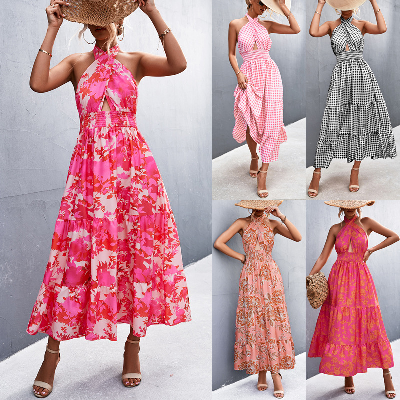 Casual Dresses Floral Print Cirss Cross Midi Dress Sexy halter strappy printed dresses
Casual Dresses Floral Print Cirss Cross Midi Dress Sexy halter strappy printed dresses
