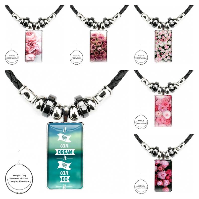 Pendant Necklaces Pink Peonies Fashion Glass Cabochon Necklace Women Steel Color Choker Rectangle Black Hematite For Girls
Pendant Necklaces Pink Peonies Fashion Glass Cabochon Necklace Women Steel Color Choker Rectangle Black Hematite For Girls