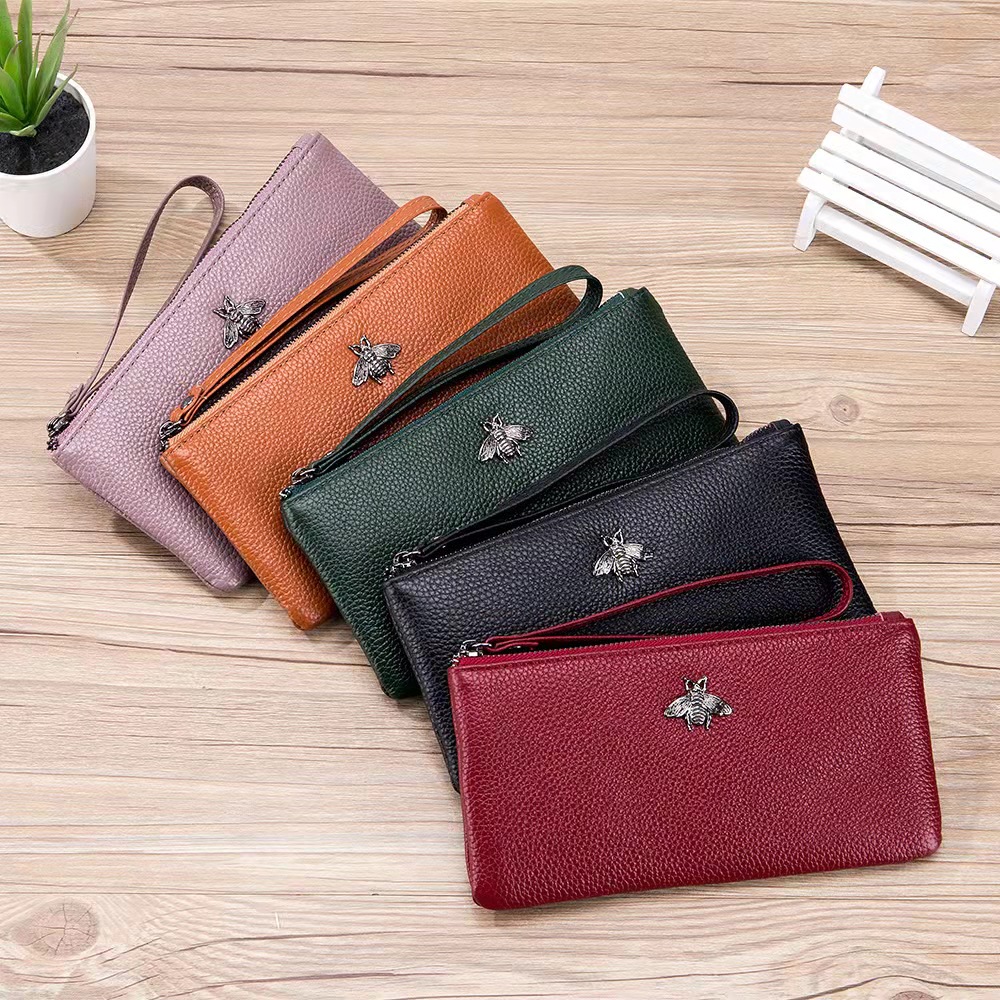 Genuine cow leather bee zipper women designer wallets lady fashion casual zero card purses female phone clutchs no3, Black
Genuine cow leather bee zipper women designer wallets lady fashion casual zero card purses female phone clutchs no3, Black