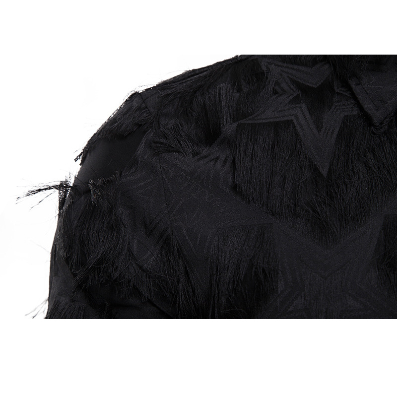 Sexy Feather Lace Shirt Men Fashion Floral Long Sleeve Dress Shirts Party Nightclub Transparent Gothic Stage Costume 220322