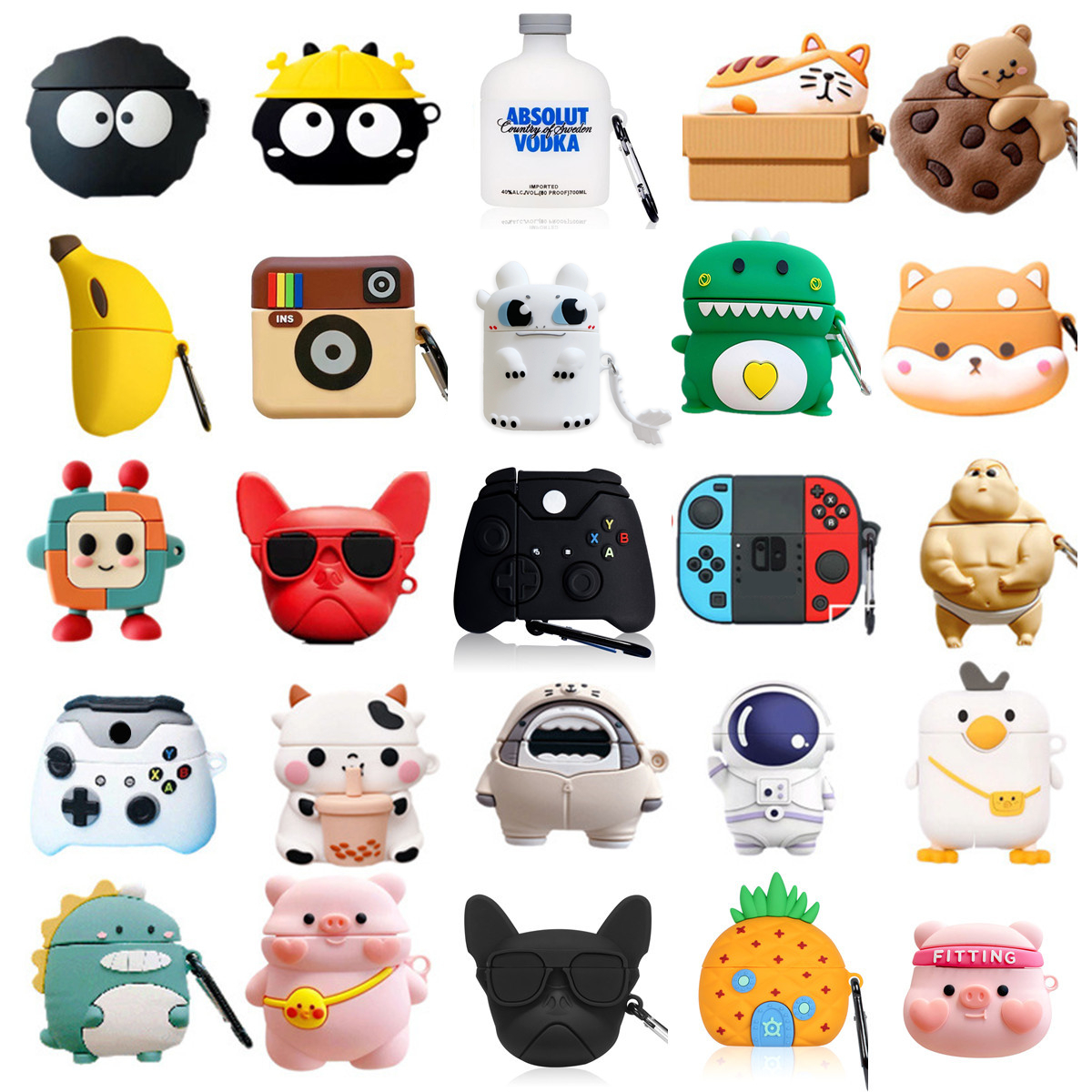 3D Lovely Cartoon Animal Zoo Gamepad Cow Pig Dog Earphone Charger Box Protective Cover Headphone Accessories for Apple Airpods Cases 1 2 Pro