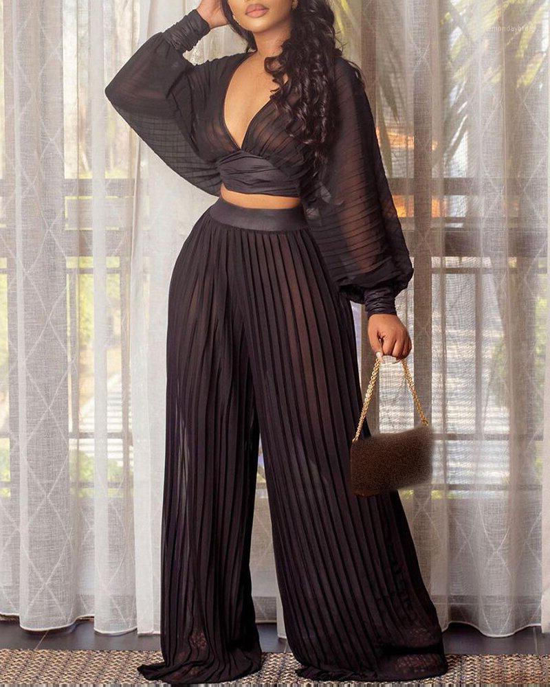Women' Two Piece Pants Set Women Clothes For Ladies Outfits Ruffle TrimLantern Sleeve Mesh Crop Top & Pleated Wide Leg Sets, Black
Women' Two Piece Pants Set Women Clothes For Ladies Outfits Ruffle TrimLantern Sleeve Mesh Crop Top & Pleated Wide Leg Sets, Black