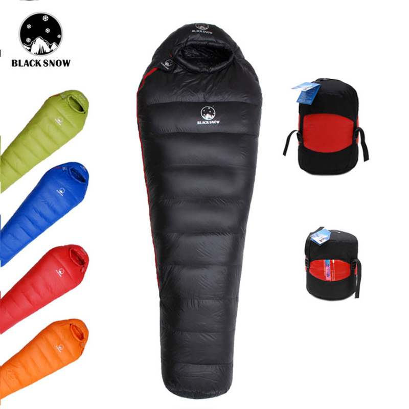 Black Snow Outdoor Camping Sleeping Bag Very Warm Down Filled Adult Mummy Style Sleep Bag 4 Seasons Camping Travel Sleeping Bag 22