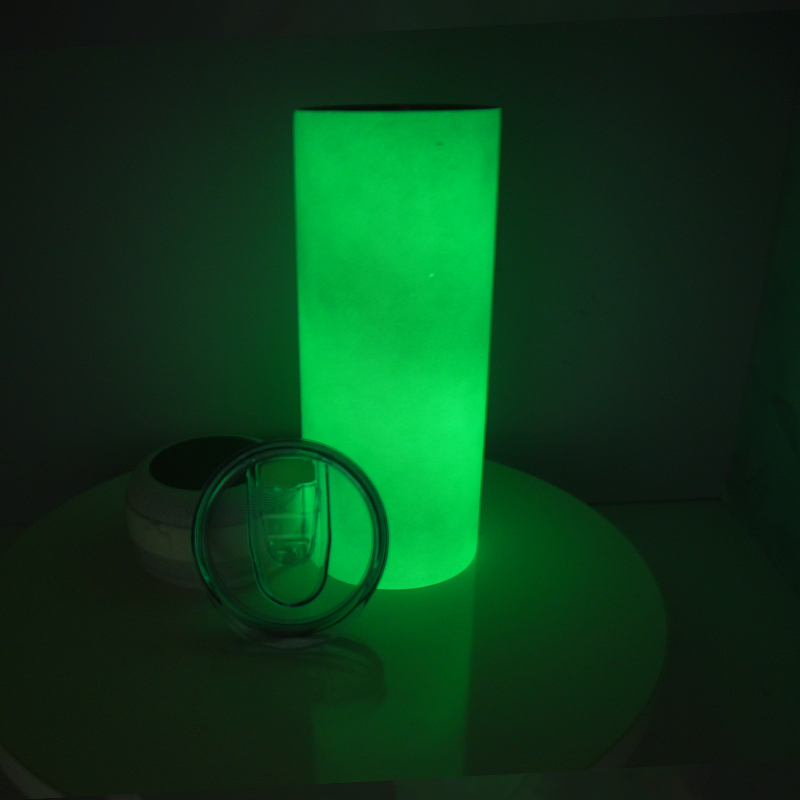 Glow Sublimation Tumbler with Bluetooth Speaker Blanks 20oz Music Cup White Luminous Travel Mug Straight Smart Portable Wireless in Bulk with straw