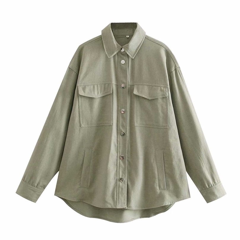 Oversized Shirt Women Fashion Long Sleeves Blouse with pockets Casual Chic Lady Buttoned Top Woman Tops haut femme 210709, Army green
Oversized Shirt Women Fashion Long Sleeves Blouse with pockets Casual Chic Lady Buttoned Top Woman Tops haut femme 210709, Army green