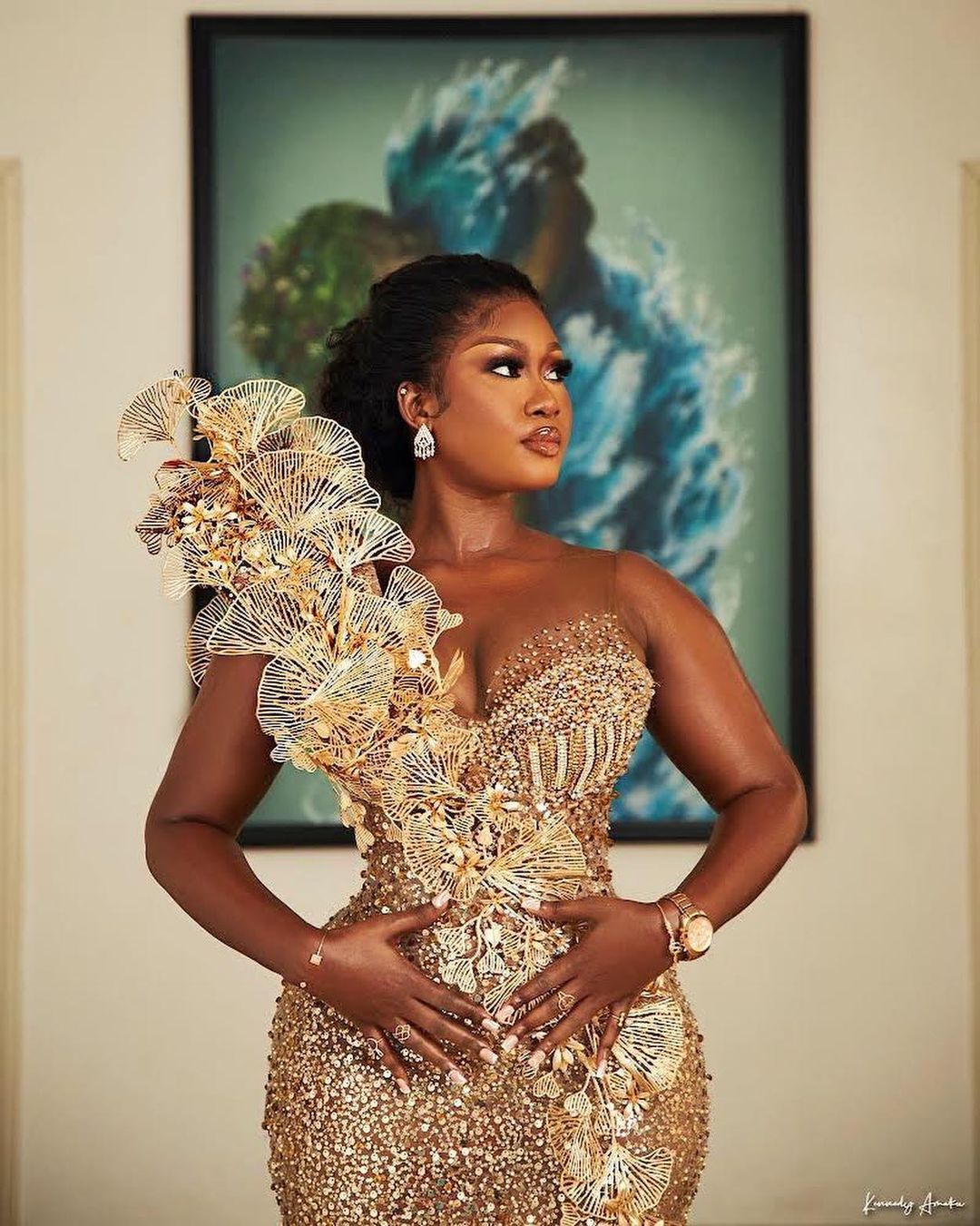 2024 Plus Size Arabic Aso Ebi Gold Luxurious Mermaid Prom Dresses Lace Beaded Evening Formal Party Second Reception Birthday Engagement Gowns Dress ZJ