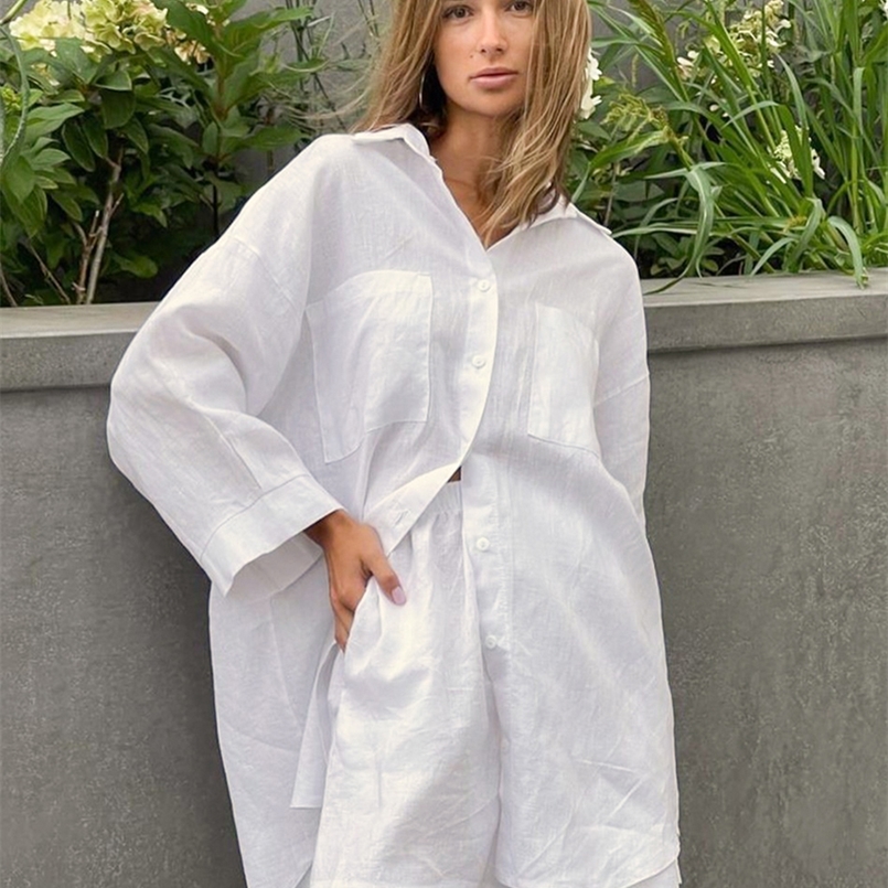 Bclout Linen Shorts 2 Piece Sets Womens Outfits White Summer Long Sleeve Loose Shirts Fashion Wide Leg Shorts Suit Woman Holiday 220521
Bclout Linen Shorts 2 Piece Sets Womens Outfits White Summer Long Sleeve Loose Shirts Fashion Wide Leg Shorts Suit Woman Holiday 220521