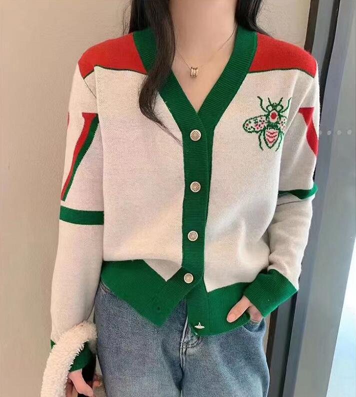 luxury clothes womens sweater for woman designer cardigan V-neck sweaters casual knit contrast color bee print fashion Brand Top ladies collar cotton, Customize
luxury clothes womens sweater for woman designer cardigan V-neck sweaters casual knit contrast color bee print fashion Brand Top ladies collar cotton, Customize
