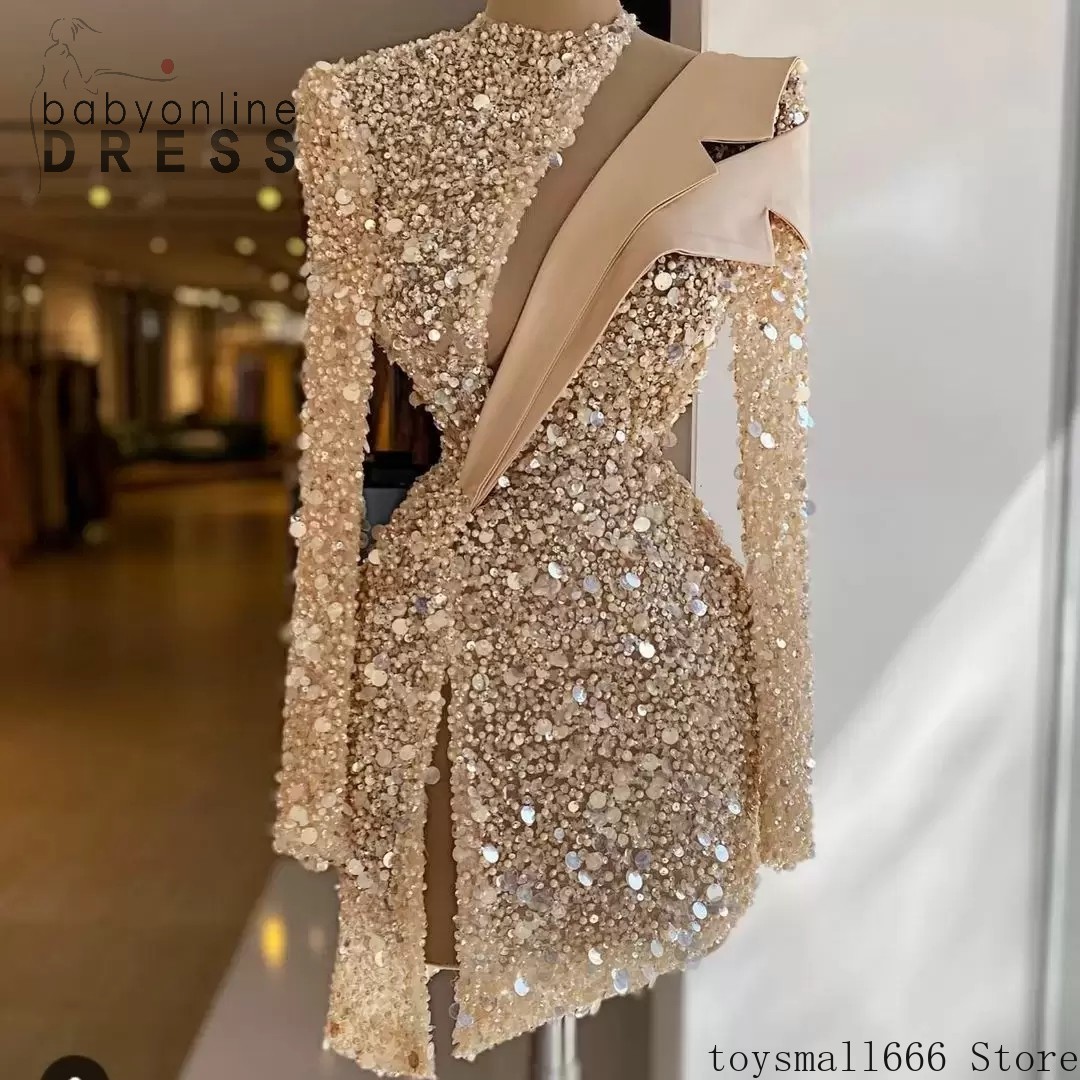 Luxury Sequined Cocktail Dresses Long Sleeves Side Slit Prom Dress Women Party Robes De Beading Vestidos sxm17, Silver
Luxury Sequined Cocktail Dresses Long Sleeves Side Slit Prom Dress Women Party Robes De Beading Vestidos sxm17, Silver