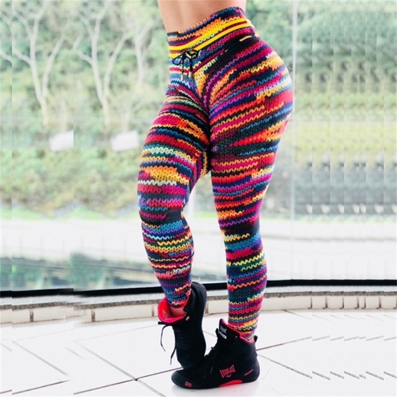 Fashion Knit Printing Leggings Women Fitness Clothing Sporting Leggings Women Trousers Pants Female T200223