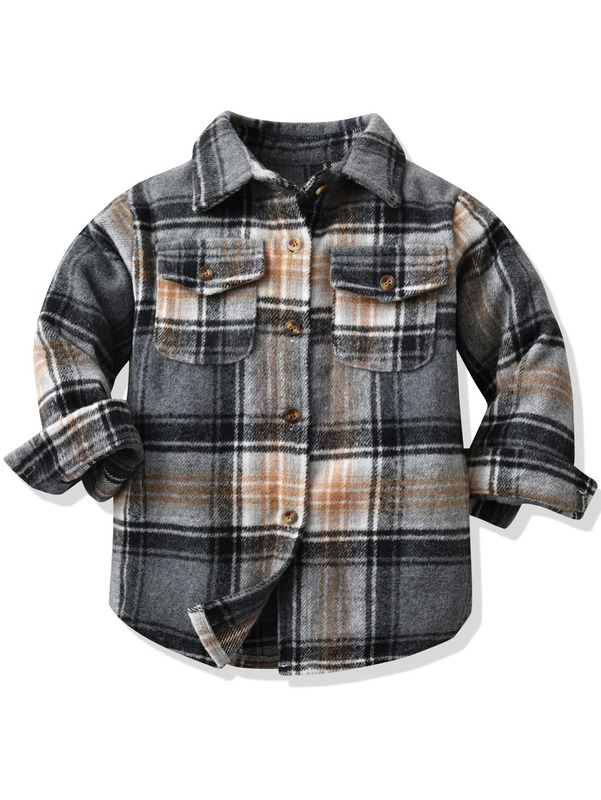 Toddler Boys Plaid Button Through Overcoat SHE
