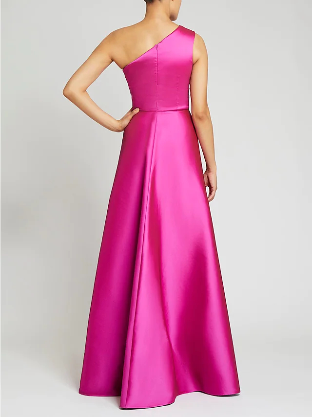 African Fuchsia One Shoulder Prom Dresses With Overskirt Floor Length Royal Blue Straight Evening Dresses Women Sleeveless Long Special Occasion Gowns