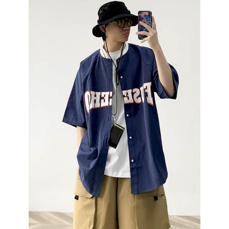 Men's Casual Shirts Short-sleeved Baseball Uniform Shirt Women Jacket Men Blouse Japanese Retro Letter Printing Hong Kong Style Loose Street, Green
Men's Casual Shirts Short-sleeved Baseball Uniform Shirt Women Jacket Men Blouse Japanese Retro Letter Printing Hong Kong Style Loose Street, Green