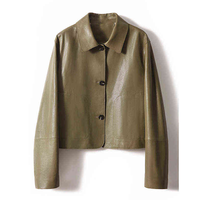 Lady Oversize Leather Jackets Fashion Green Color Sheepskin Leather Jackets Women Retro Clothing Newcomers ZM4048 J220727, Khaki green
Lady Oversize Leather Jackets Fashion Green Color Sheepskin Leather Jackets Women Retro Clothing Newcomers ZM4048 J220727, Khaki green