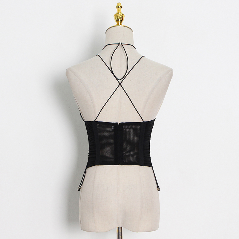 TWOTWINSTYLE Sexy Vest Tops For Women Halter Sleeveless Backless Short Camis Vests Female Summer Fashion Clothing 220316