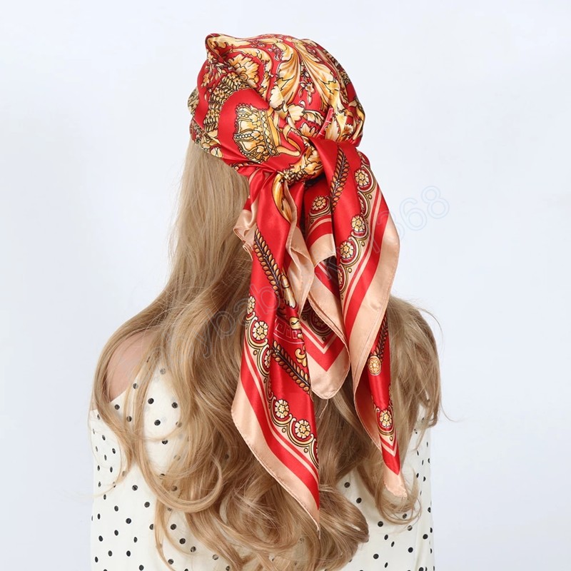 90x90cm Hair Scarf Women Summer Fashion Designer Black Gold Flowers Foulard Satin Shawl Kerchief Silk Scarfs Neck Headscarf, Mixed color
90x90cm Hair Scarf Women Summer Fashion Designer Black Gold Flowers Foulard Satin Shawl Kerchief Silk Scarfs Neck Headscarf, Mixed color