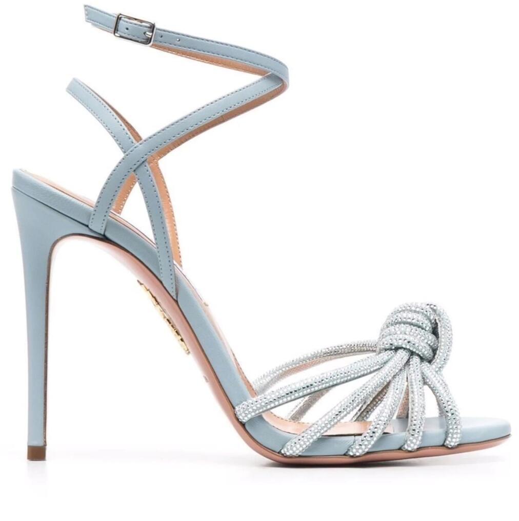 Elegant Evening Aquazzus Celeste Sandals Shoes Women High Heels Crystal Strappy Sandalias Comfort Walking Bridal Wedding EU35-42