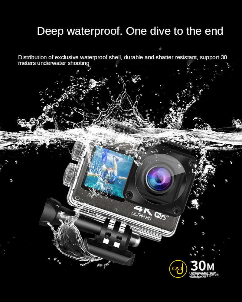 Action Camera real 4K/60fps Touch Dual Screen WiFi Camera Sports DV Video Cameras
