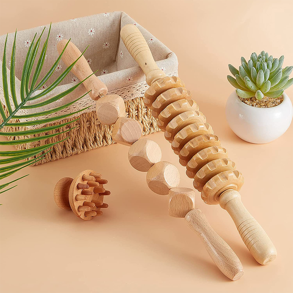 Wood Therapy Massage Tools Maderoterapia Kit Wooden Gua Sha Tool Wood Massage Roller Mushroom Massager Body Sculpting