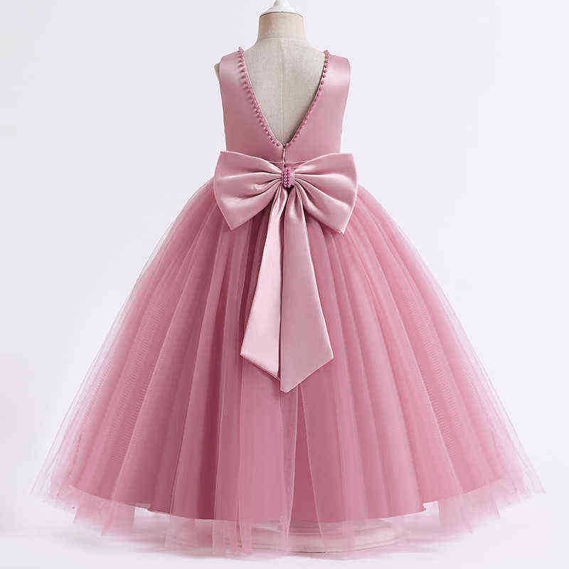 5-14 Years Girls Princess Dress Girl Ceremony Long Prom Pink Kids Evening Party Vestidos Flower Girls Wedding Party Pageant Gown Y220510
