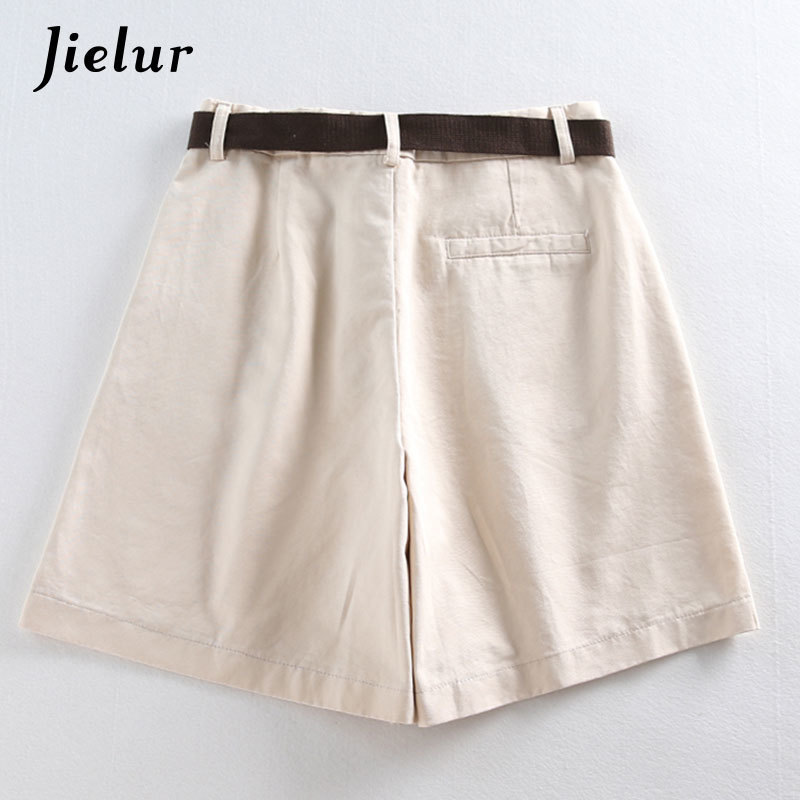 Jielur Shorts Allmatch 4 Solid Color Sashes Casual Shorts Women Aline High Waist Slim Short Femme Chic SXXL Ladies Bottom 220527