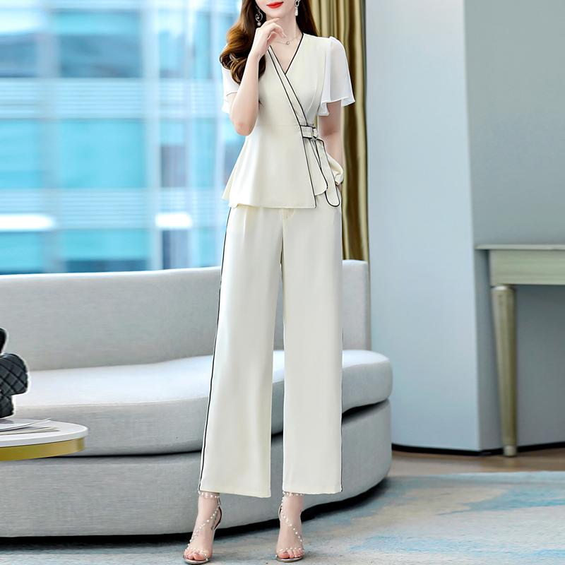 Women's Two Piece Pants Summer Women Set V-neck Mesh Patchwork Tops High Waist Wide Leg Suit Female Causal Vintage Lady OutfitsWomen's, Beige
Women's Two Piece Pants Summer Women Set V-neck Mesh Patchwork Tops High Waist Wide Leg Suit Female Causal Vintage Lady OutfitsWomen's, Beige