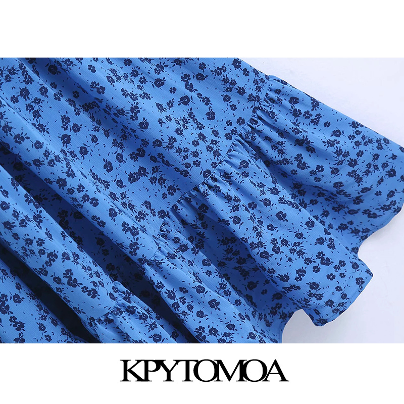 Women Chic Fashion Elastic Smocked Printed Midi Dress Vintage Straight Neck Straps Female Dresses Vestidos Mujer 220526