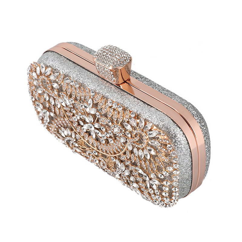 Diamond Evening Clutch Bag For Women Wedding Golden Clutch Purse Chain Shoulder Bag Small Party Handbag With Metal Handle ZD1397 220531