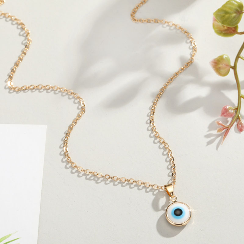 Fashion Turkish Ethnic Style Gold Plated Round Pendant Women Girls Blue Evil Eyes Necklace Wish Jewelry For Gift Wholesale