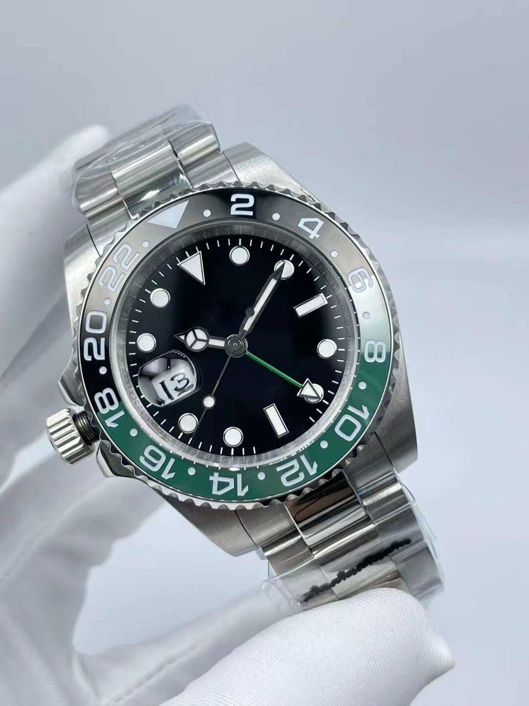 High Quality Asian Watch 2813 Automatic Mechanical Men's Watchs 40mm Black Dial Ceramic Bezel 18 Stainless Steel Strap Foldover Clasp Sapphire Glass Luxury Watches
High Quality Asian Watch 2813 Automatic Mechanical Men's Watchs 40mm Black Dial Ceramic Bezel 18 Stainless Steel Strap Foldover Clasp Sapphire Glass Luxury Watches