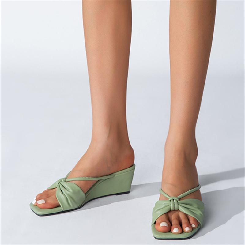 Slippers Design Ladies Square Toe Flat Holiday Sandals Wedges Solid Color Bow Summer Casual Style Women's SlippersSlippers, Green
Slippers Design Ladies Square Toe Flat Holiday Sandals Wedges Solid Color Bow Summer Casual Style Women's SlippersSlippers, Green