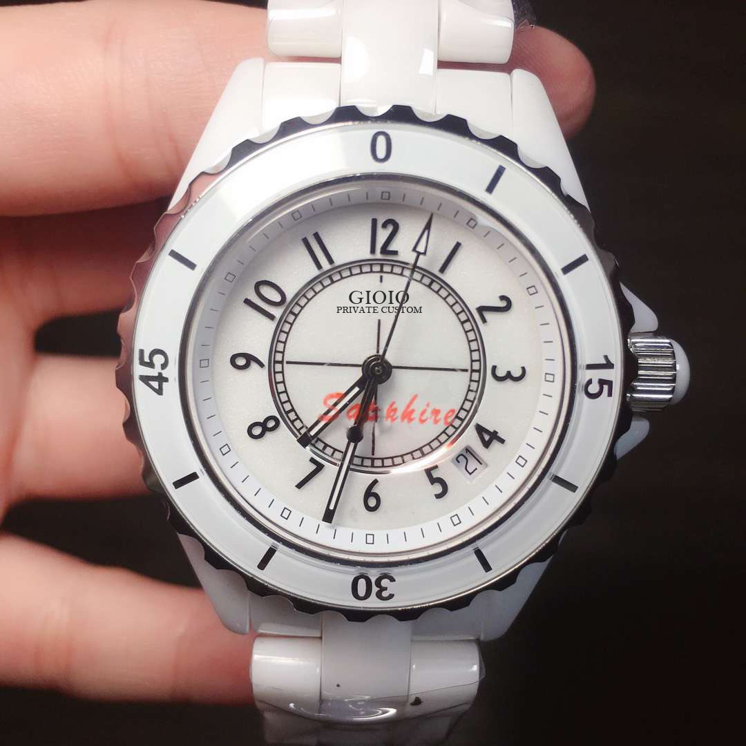 0 0 Automatic Mechanical Men Watch Sapphire Ceramic White Black Diamond43210