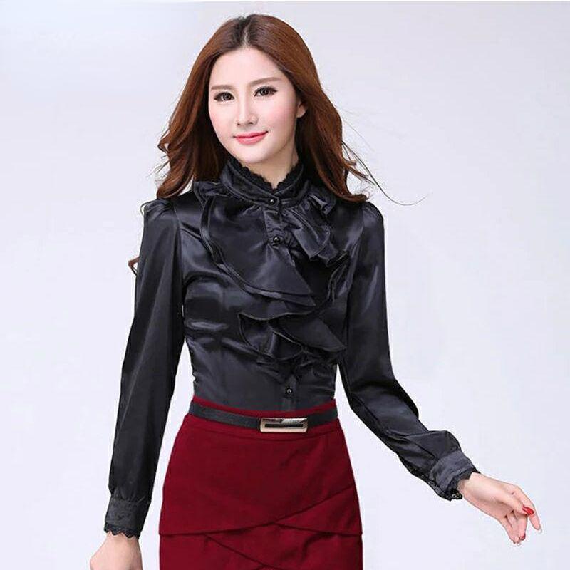 Women' Blouses & Shirts Spring Fashion Women' Bright Face Imitation Silk Shirt Lace Ruffle Trim Long Sleeve Bottomed TopWomen, Thin
Women' Blouses & Shirts Spring Fashion Women' Bright Face Imitation Silk Shirt Lace Ruffle Trim Long Sleeve Bottomed TopWomen, Thin