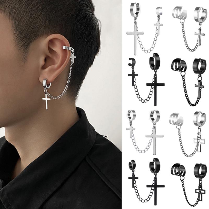Clip-on & Screw Back 1Pcs Fashion Punk Cross Clip Earring For Teens Women Men Ear Cuffs Zinc Alloy Cool Jewelry Vintage Retro Chain Metal Ea
Clip-on & Screw Back 1Pcs Fashion Punk Cross Clip Earring For Teens Women Men Ear Cuffs Zinc Alloy Cool Jewelry Vintage Retro Chain Metal Ea