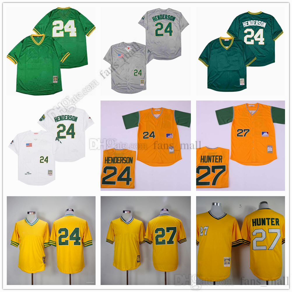 Movie Mitchell and Ness Baseball Jersey Vintage 24 Rickey Henderson Jersey 27 Catfish Hunter Stitched Breathable Sport Sale High Quality Man Yellow Beige green, As picture (with team name)
Movie Mitchell and Ness Baseball Jersey Vintage 24 Rickey Henderson Jersey 27 Catfish Hunter Stitched Breathable Sport Sale High Quality Man Yellow Beige green, As picture (with team name)