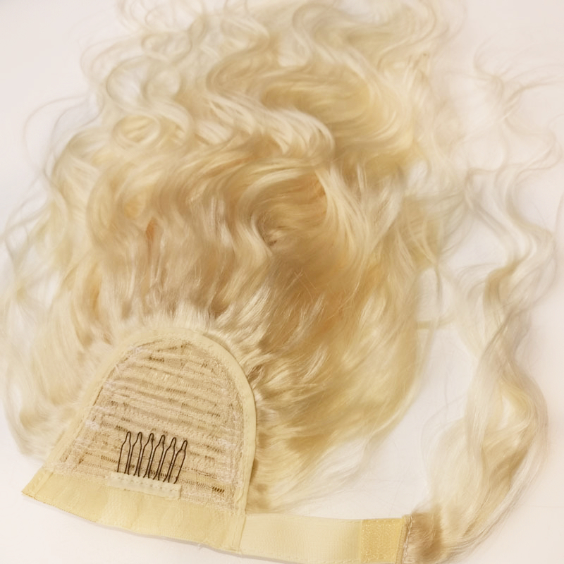 613 Blonde Wraped Ponytail Body Wave Human Extensions blond hair piece drawstring Clip in Brazilian 100% virgin Hair Remy Hairpieces