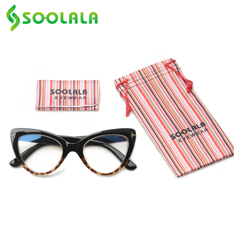 SOOLALA Cat Eye Anti Blue Light Reading Glasses Women Prescription Computer Eyeglasses Frame Female Reader 0 5 to 4 0 220705