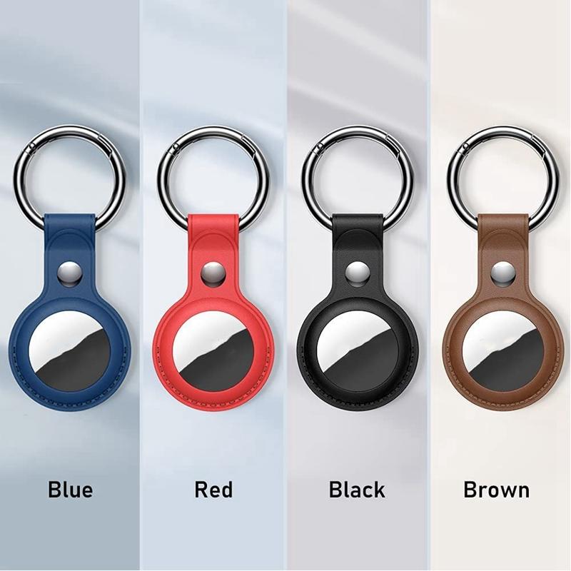Keychains 4-Pack Protective Holder For AirTag Case,For Air Tag Case Leather With Keychain, Accessories Portable