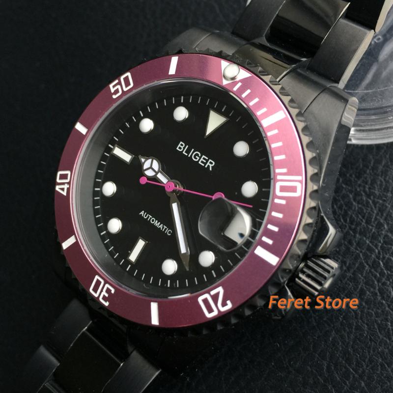 Wristwatches NH35A PT5000 Black PVD 40mm Automatic Men Watch Waterproof Dial Pank Bezel Fashion, 2 no logo
Wristwatches NH35A PT5000 Black PVD 40mm Automatic Men Watch Waterproof Dial Pank Bezel Fashion, 2 no logo
