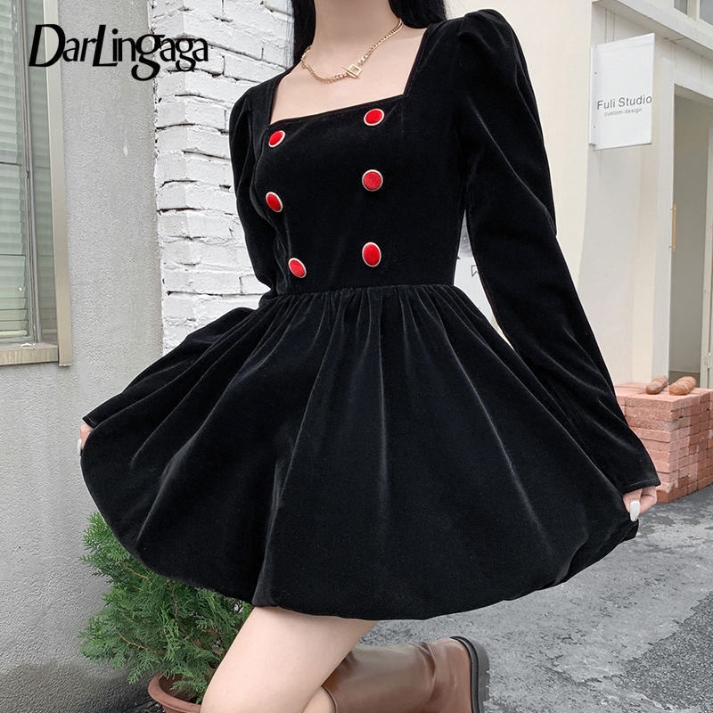 Darlingaga Fashion Vintage Elegant Velvet Ball Gown Pleated Dress Female Square Neck Dot Black Party Dress Mini Spring Christmas, Black dress
Darlingaga Fashion Vintage Elegant Velvet Ball Gown Pleated Dress Female Square Neck Dot Black Party Dress Mini Spring Christmas, Black dress