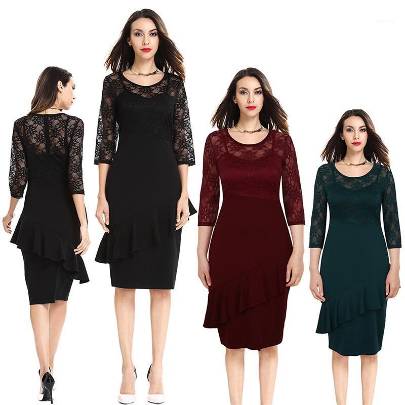 Casual Dresses Lace Ruffles Elegant Formal For Women 2022 O-Neck 3/4 Sleeve Fashion Business Pencil Bodycon Sheath Slim Vestidos, Black
Casual Dresses Lace Ruffles Elegant Formal For Women 2022 O-Neck 3/4 Sleeve Fashion Business Pencil Bodycon Sheath Slim Vestidos, Black